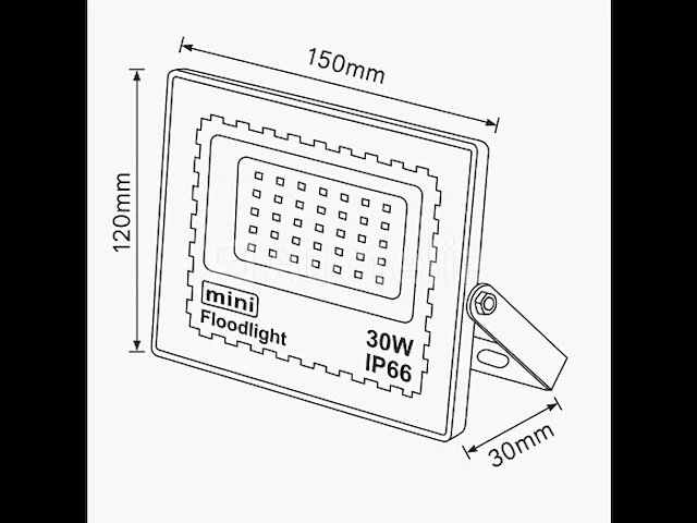20 x led schijnwerper 30w mini – 6500k koel wit – ip65 – 2400 lm – smd - afbeelding 4 van  5