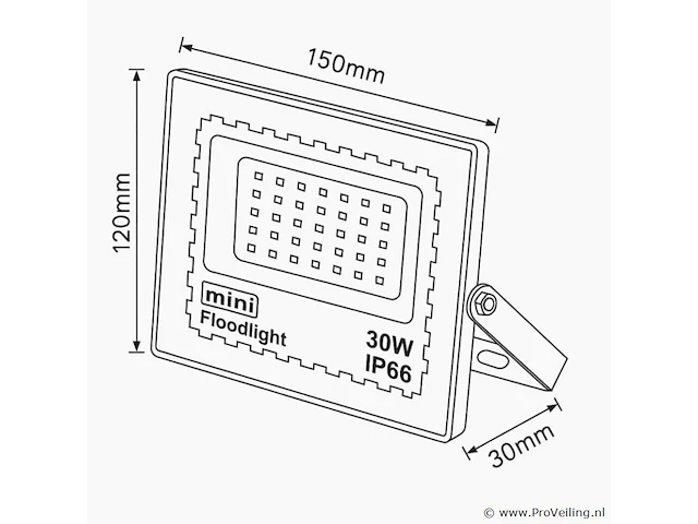 20 x led schijnwerper 30w mini – 6500k koud wit – ip65 – 2400 lm – smd - afbeelding 5 van  5