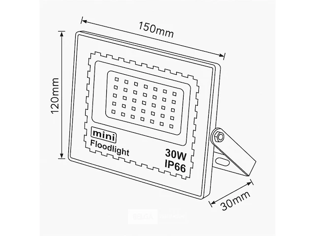 20 x led schijnwerper 30w mini – 6500k koud wit – ip65 – 2400 lm – smd - afbeelding 6 van  6