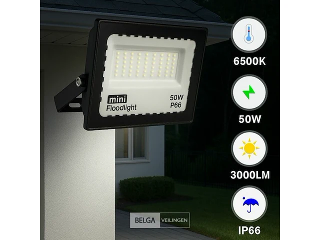 20 x led schijnwerper 50w mini – 6500k koud wit – ip65 – 4000 lm – smd - afbeelding 1 van  6