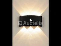 20 x led wandlamp met detector – sw-2310-3 – 6w – 3500k warm wit – zwart – ip54 – aluminium - afbeelding 3 van  3