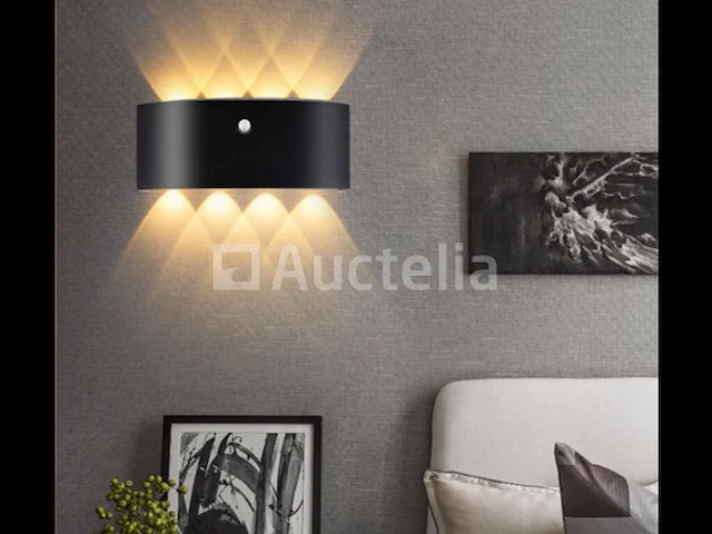 20 x led wandlamp met detector – sw-2310-4 – 8w – 3500k warm wit – zwart – ip54 – aluminium - afbeelding 2 van  3
