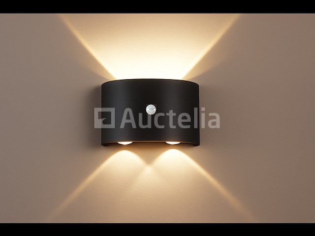20 x led wandlamp met sensor – sw-2310-2 – 4w – 3500k warm wit – zwart – ip54 – aluminium - afbeelding 1 van  4