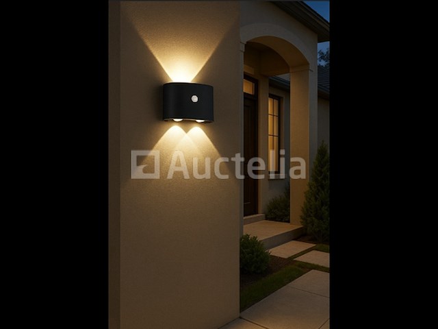 20 x led wandlamp met sensor – sw-2310-2 – 4w – 3500k warm wit – zwart – ip54 – aluminium - afbeelding 4 van  4