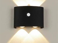 20 x led wandlamp met sensor – sw-2310-2 – 4w – 3500k warm wit – zwart – ip54 – aluminium - afbeelding 1 van  2