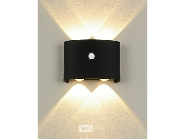 20 x led wandlamp met sensor – sw-2310-2 – 4w – 3500k warm wit – zwart – ip54 – aluminium - afbeelding 2 van  2