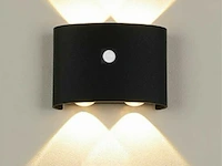 20 x led wandlamp met sensor – sw-2310-2 – 4w – 3500k warm wit – zwart – ip54 – aluminium - afbeelding 2 van  2
