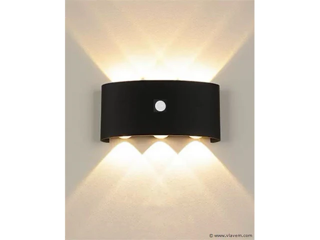 20 x led wandlamp met sensor – sw-2310-3 – 6w – 3500k warm wit – zwart – ip54 – aluminium - afbeelding 2 van  3