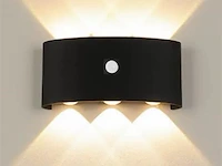 20 x led wandlamp met sensor – sw-2310-3 – 6w – 3500k warm wit – zwart – ip54 – aluminium - afbeelding 2 van  3