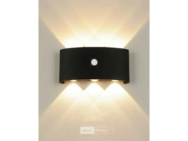 20 x led wandlamp met sensor – sw-2310-3 – 6w – 3500k warm wit – zwart – ip54 – aluminium - afbeelding 2 van  4