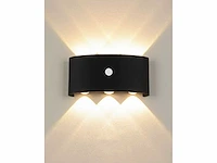 20 x led wandlamp met sensor – sw-2310-3 – 6w – 3500k warm wit – zwart – ip54 – aluminium - afbeelding 1 van  3