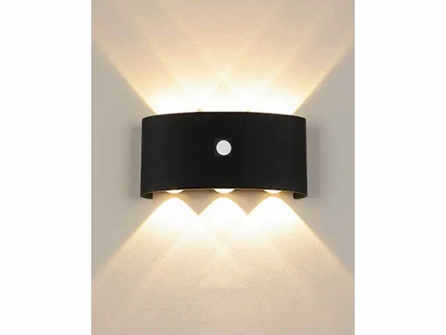 20 x led wandlamp met sensor – sw-2310-3 – 6w – 3500k warm wit – zwart – ip54 – aluminium - afbeelding 2 van  3