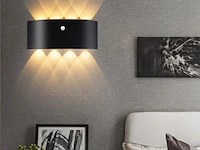 20 x led wandlamp met sensor – sw-2310-4 – 8w – 3500k warm wit – zwart – ip54 – aluminium - afbeelding 2 van  3