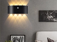 20 x led wandlamp met sensor – sw-2310-4 – 8w – 3500k warm wit – zwart – ip54 – aluminium - afbeelding 2 van  3