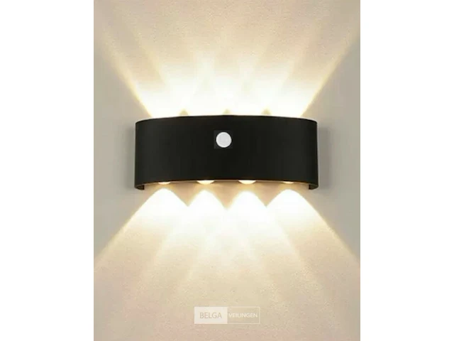 20 x led wandlamp met sensor – sw-2310-4 – 8w – 3500k warm wit – zwart – ip54 – aluminium - afbeelding 2 van  4