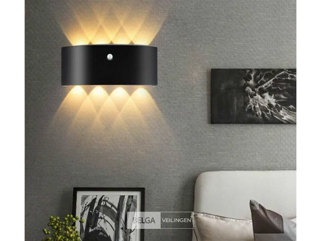 20 x led wandlamp met sensor – sw-2310-4 – 8w – 3500k warm wit – zwart – ip54 – aluminium - afbeelding 3 van  4