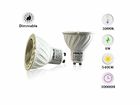 200 x gu10 led spot 6w - dimbaar - 3000k warm wit - afbeelding 1 van  5