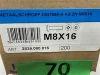 200 x metaalschroef verzinkt m8x16 bolle kop - afbeelding 1 van  3