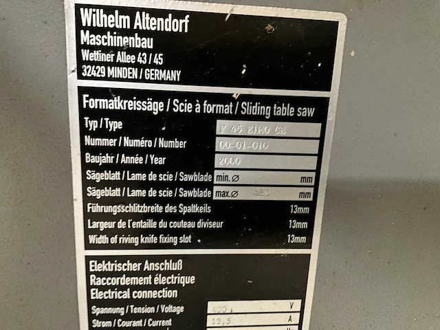 2000 altendorf f45 elmo ce formaatcirkelzaagmachine - afbeelding 12 van  16