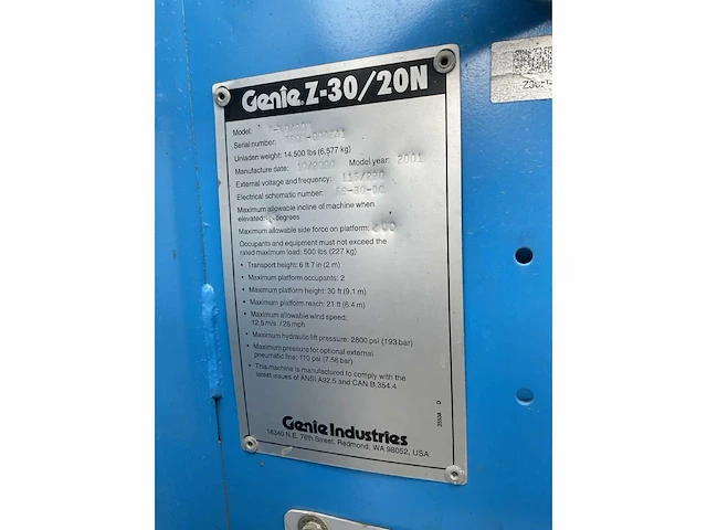 2000 genie z30/20n hoogwerker - afbeelding 5 van  14