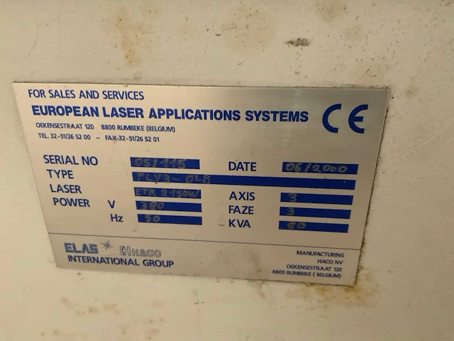 2000 haco fly3-olb co2 lasersnijmachine - afbeelding 9 van  9