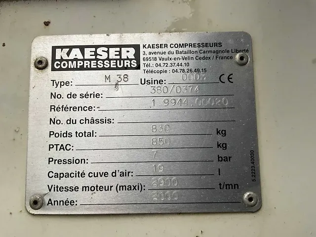 2000 kaeser m 38 luchtcompressor - afbeelding 6 van  9