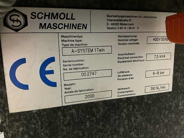 2000 schmoll machinen a-system 1 twin automatische boormachine twin spindel - afbeelding 2 van  10