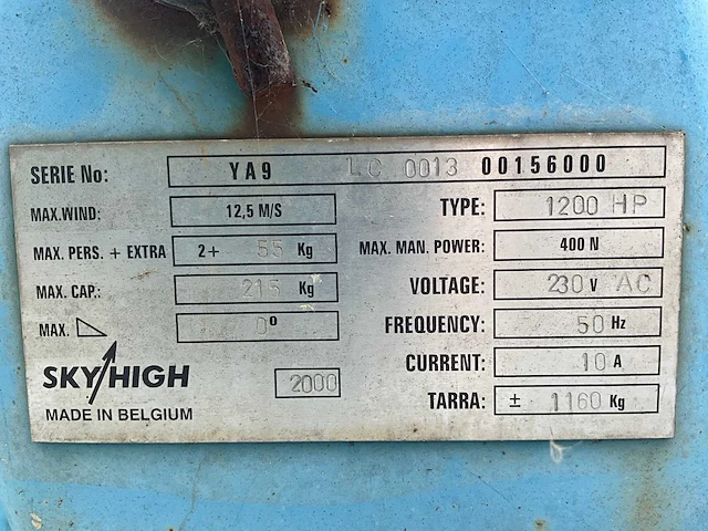 2000 skyhigh 1200hp elektrische hoogwerker op aanhangwagen - afbeelding 14 van  22