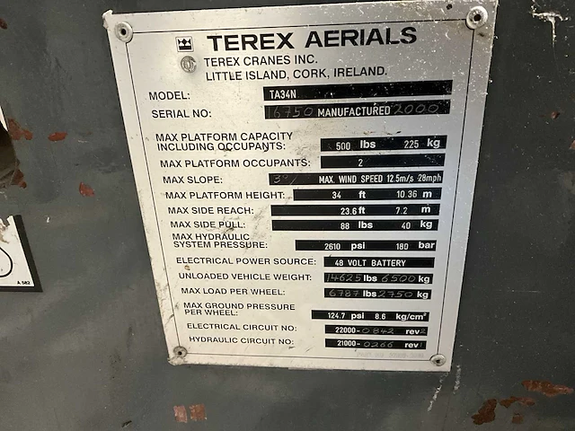 2000 terex ta34n hoogwerker gebouw 14 a - afbeelding 7 van  7