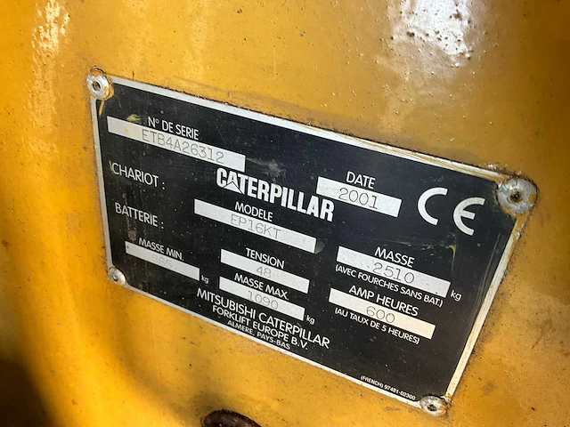 2001 caterpillar ep16kt vorkheftruck electrisch - afbeelding 4 van  12