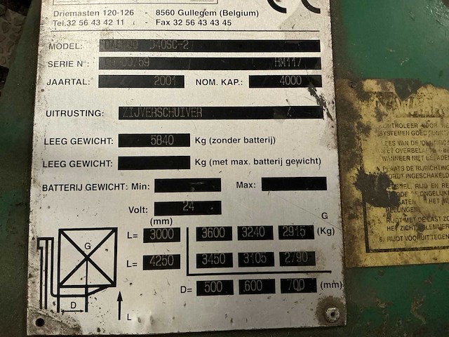 2001 daewoo d40sc-2 vorkheftruck - afbeelding 8 van  25