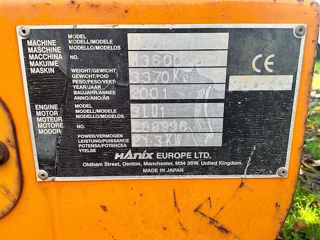 2001 hanix h36b minigraafmachine - afbeelding 16 van  23