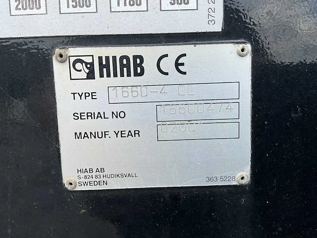 2001 hiab 166d-4 cl mobiele kraan - afbeelding 2 van  12