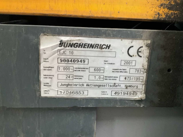 2001 jungheinrich ejc 10 elektrische stapelaar - afbeelding 5 van  9