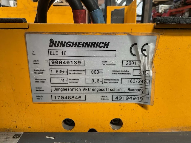 2001 jungheinrich ele 16 elektrische palletwagen - afbeelding 3 van  9