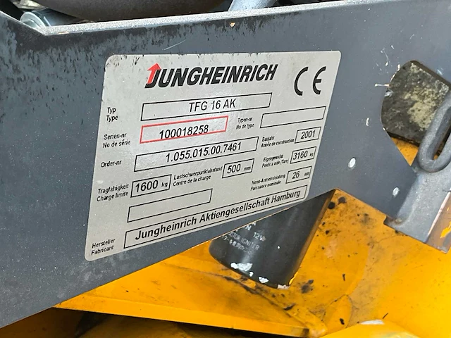 2001 jungheinrich tfg 16 ak - afbeelding 22 van  29