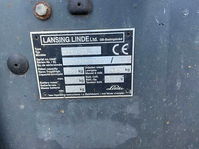 2001 linde h25d-03 vorkheftruck - afbeelding 2 van  27