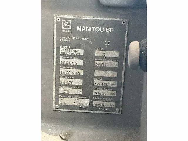 2001 manitou mt1337slt verreiker - afbeelding 12 van  13