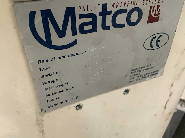 2001 matco sra-lc semi-automatische palletfoliewikkelaar met aan- en afvoerrollenbaan - afbeelding 10 van  24
