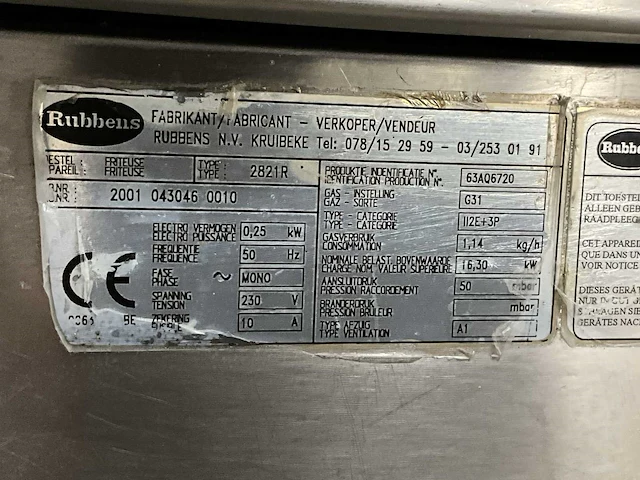2001 rubbens 2821r friteuse - afbeelding 6 van  6