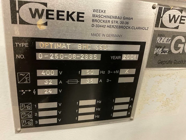 2001 weeke optimat bhc550 cnc-bewerkingscentra - afbeelding 10 van  25