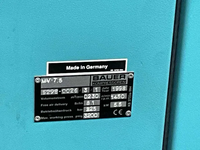 2002 bauer mv120-5.5-2 ademlucht compressor - afbeelding 4 van  6