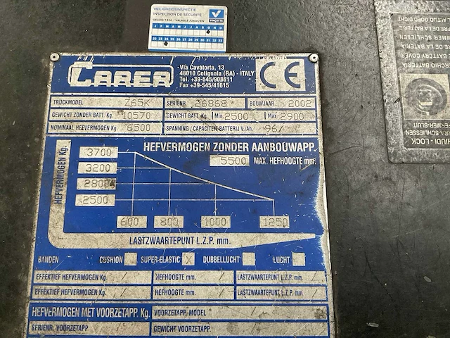 2002 carer z65k vorkheftruck - afbeelding 18 van  26
