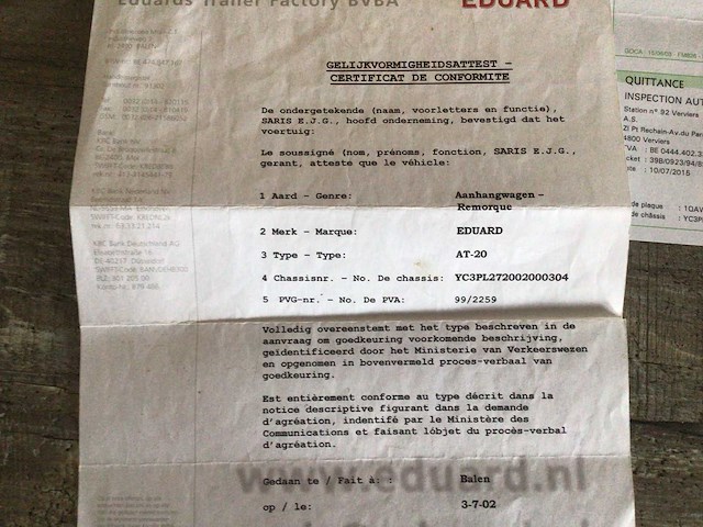 2002 eduard dropside tray at20 auto aanhanger - afbeelding 8 van  17