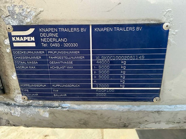 2002 knapen kocf-100 oplegger walking floor - afbeelding 6 van  16