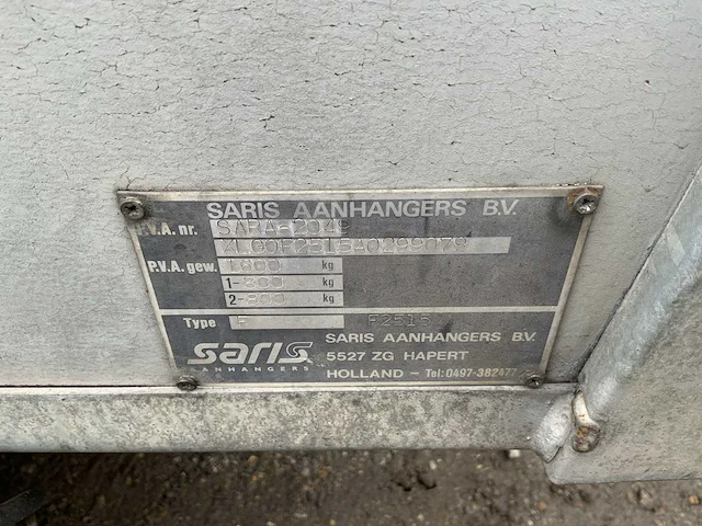 2002 saris f sara-2049 aanhangwagen - afbeelding 2 van  11