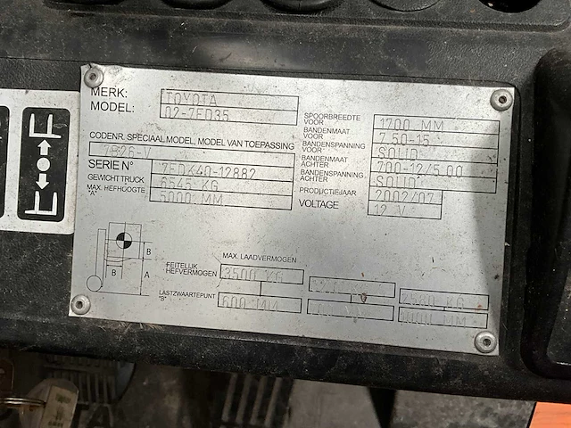 2002 toyota 02-7fd35 vorkheftruck - afbeelding 20 van  20