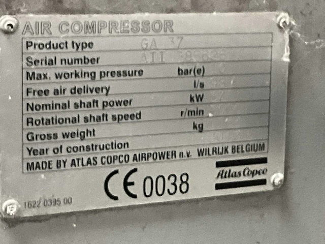 2003 atlas copco ga37ff luchtcompressor - afbeelding 6 van  6