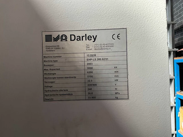 2003 darley ehp ls 300.62/51 cnc kantbank - afbeelding 13 van  31