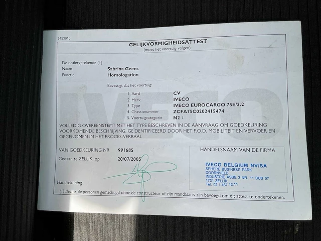 2003 iveco eurocargo 75e17 vrachtwagen - afbeelding 55 van  60